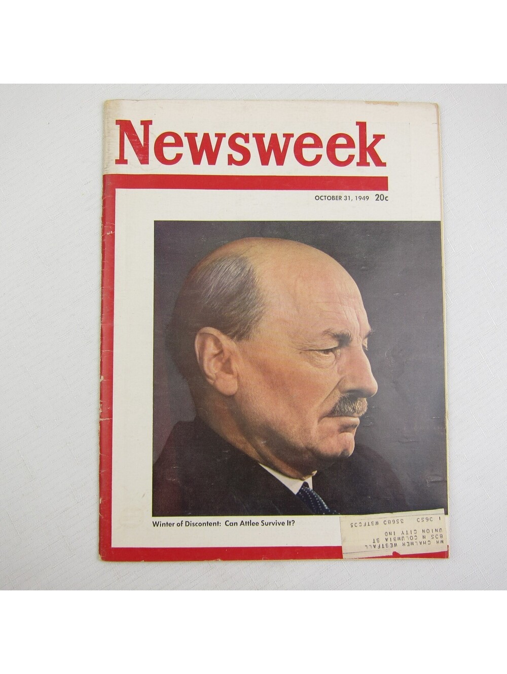 Vintage Prime Minister Clement Attlee UK Cover 1949 Newsweek Magazine October 31